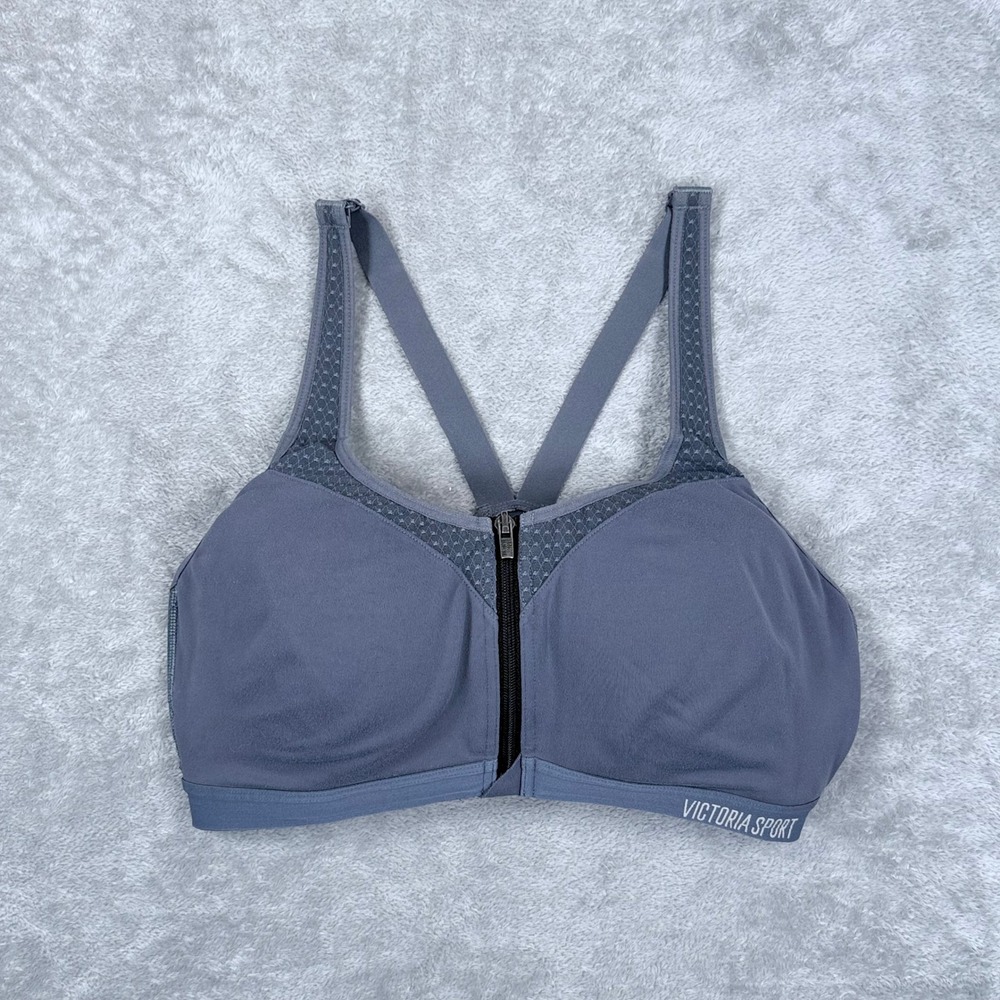 Victoria Secret Knockout Sports Bra Womens 36DD Front Zip High Impact Padded